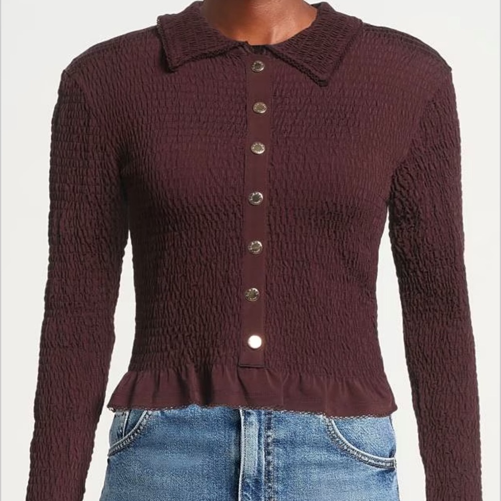Sandro Shirred Brown Top